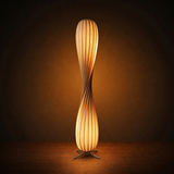 Floor Lamp Amber Pleated Diffuser | Contemporary