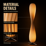 Floor Lamp Amber Pleated Diffuser | Contemporary